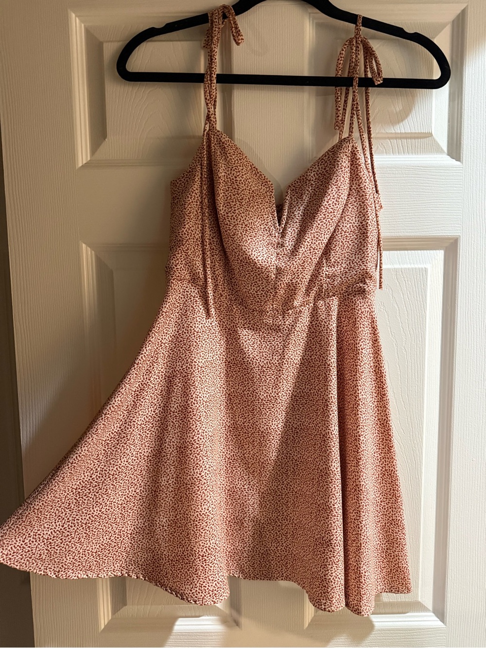 mahina Blush Pink Micro Dot Tie-Shoulder Mini Dress